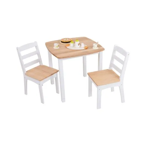Kinder-Möbel in Weiß,Tisch und zwei Stühle