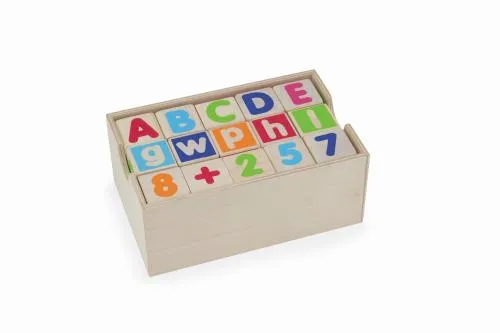 Kleinkinder-Lernspielzeug-Alphabet-Würfel-Blöcke-Buntes ABC-Baby-30-teilig-stapelbar-Zahlen-Ziffern