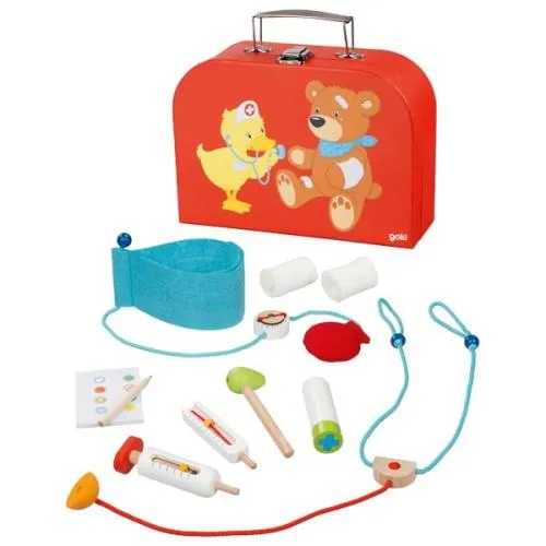 Kinder Arztkoffer Set 10-teilig mit Stethoskop und Blutdruckmessgerät ab 2-3 Jahre