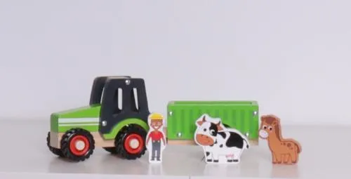 Traktor mit Anhänger | Bauernhof-Trecker mit Vieh-Transporter