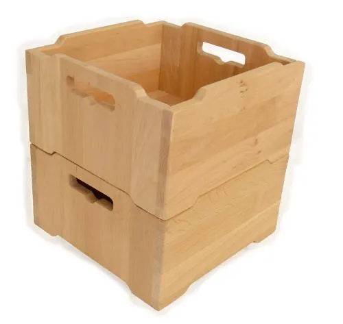 Kleine Bio Naturholz-Box | Stapelkiste | Stapelkiste aus Holz | Aufbewahrungsbox für Kinderzimmer | Ordnungsbox Kinderzimmer