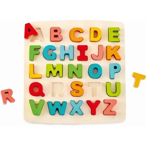 Hape-Alphabet-Bio-Babyspielzeug – Feinmotorik fördern – pädagogisches Spielzeug – Waldorf geeignet – Steckpuzzle Dschungeltiere E 1451 Hape Beleduc