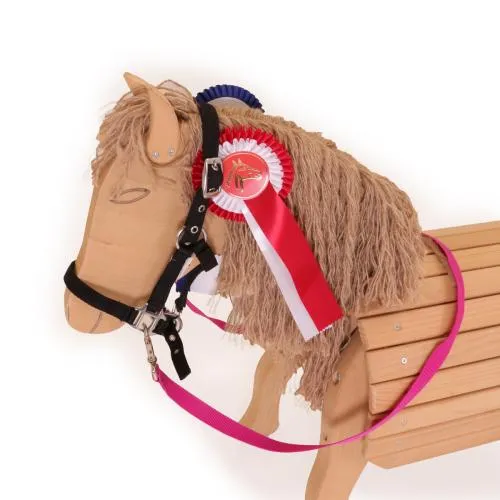 Pink-Führstrick für Kinder-reiten lernen-Holzpferd-Voltigierpferd