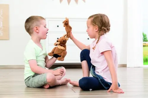 Handpuppe Känguru mit Jungtier | Rollenspiel-Geschichten | Kleinkind-Spielzeug | BE 40450