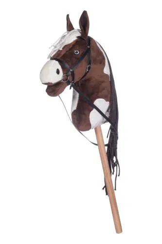 Hobby Horse braun weiß mit langer Maehne und abnehmbarer Trense