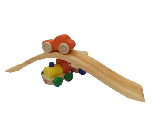 Holzspielzeug - massives, hochwertiges Bio-Babyspielzeug – Feinmotorik fördern – pädagogisches Spielzeug – Waldorf geeignet – Große Kinder-Holzbrücke 4-teilig Massivholz Bauklötze-Autobrücke - Eisenbahn - geschicklichkeit - ökologisch - bio - langlebig