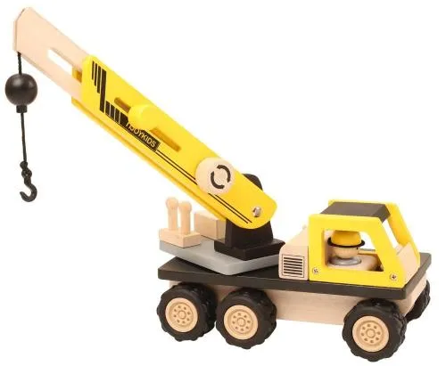 Bagger – Kranwagen – Baustellenfahrzeug - Holzspielzeug ökologisches Holz-Spielzeug – Bio-Holzspielzeug – Naturholz-Spielzeug
