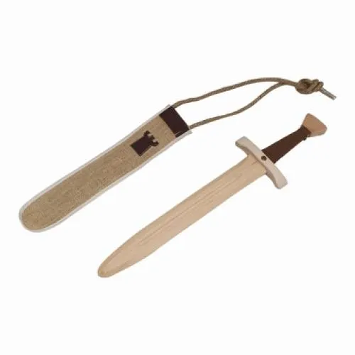Kinder-Ritter-Schwert mit Stoff Scheide aus massivem Holz | Mittelalter-Spielzeug | Wikinger-Schwert RS724A