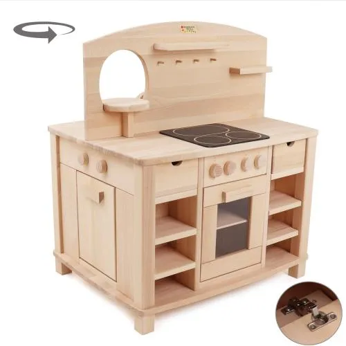 Holz-Spielküche für die Kleinen mit Waschmaschine, Backofen, Kochfeld usw.
