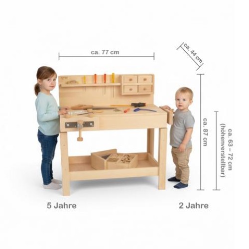 Kinder Werkbank aus Holz.
