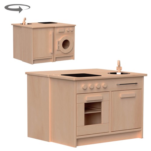 Preview: Set 3 - mit Kühlschrank - Natur Preview: Set 3 - mit Kühlschrank - Natur