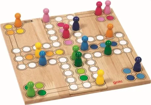 Kinder-Brettspiel Ludo aus Holz | Lernspiel | Farben - Zahlen lernen 56914