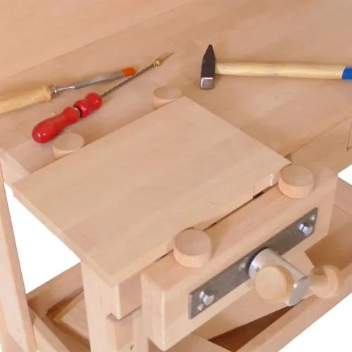 Werkbank für Kinder aus Holz online kaufen » mit Schraubstock