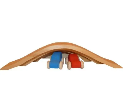 vielseitiges Holzspielzeug - massives, hochwertiges Bio-Babyspielzeug – Feinmotorik fördern – pädagogisches Spielzeug – Waldorf geeignet – Große Kinder-Holzbrücke 4-teilig Massivholz Bauklötze-Autobrücke - Autos - Garage - Eisenbahn - geschicklichkeit - ö