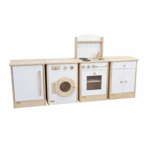 Spielküchenzeile in edler Optik - variable Kombination mit Kuehlschrank Waschmaschine Spielküche und Schrank