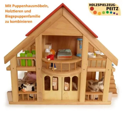 Bauernhof-Puppenhaus-Holz-Biegepuppe