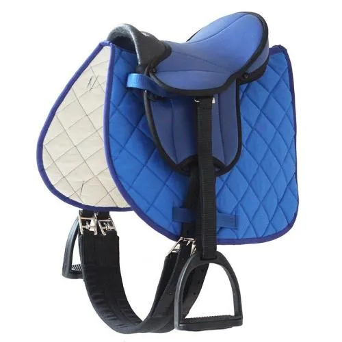 Blau-Sattelset für Kinder-Haltegriff-Holzpferd-Voltigierpferd-gepolstere Sitzfläche