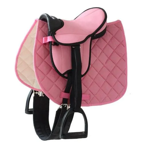 Pink-Sattelset für Kinder-Haltegriff-Holzpferd-Voltigierpferd-gepolstere Sitzfläche