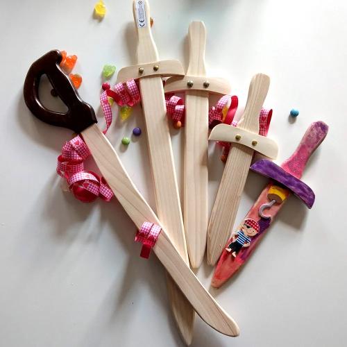 Piraten-Säbel-Langes-Schwert-Zweihänder-Kurzschwert,Holzschwert, Messer, Spielzeugschwert,Kinder-Ritter-Schwert-aus-massivem-Holz-Mittelalter-Spielzeug-Wikinger-Schwert