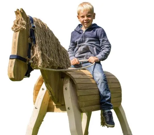 Voltigierpferd "Happy" | Holzpferd | Outdoor-Spielzeug | Spielpferd-Draussen | Einhorn 7032