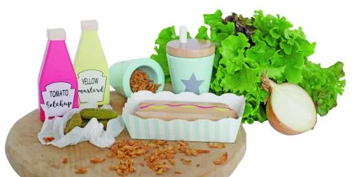 Hot Dog-Set | Spiel-Lebensmittel | Kinder-Küchen-Zubehör | JB-W7145