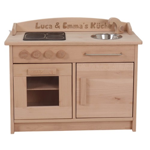 Preview: Aufsatz personalisierbar für Spielküche & Kaufladen - Holzleiste beschriften mit Lasergravur Preview: Aufsatz personalisierbar - Vorderansicht