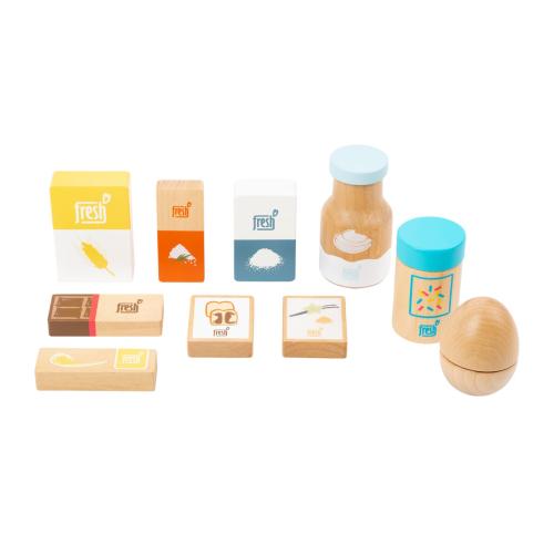 Backzutaten-Set „fresh“ | Back Spiellebensmittel aus Holz für Kaufladen & Spielküche