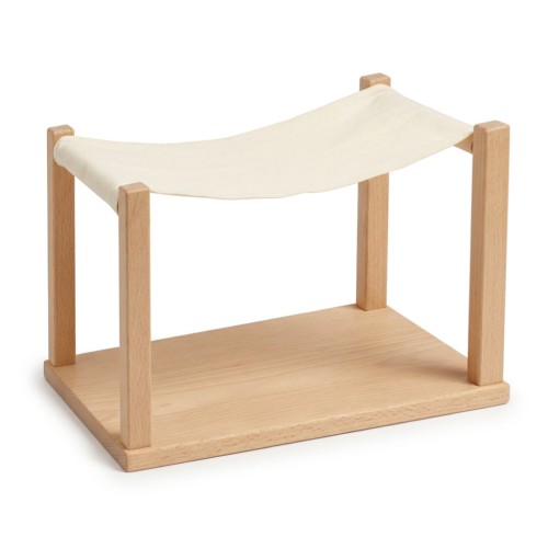 Holz Wintergarten-Terrasse für das Puppenhaus mit beigem Stoffdach als Sonnensegel