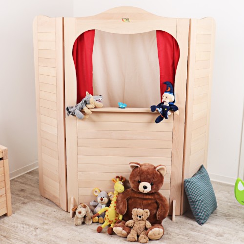 SP Kasperletheater FINN klappbar aus Holz für Kinder ab 2 Jahre Marionetten- Puppentheater 2.Wahl
