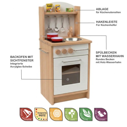 Kinderküche Däumelinchen weiß mit Zubehör (Modell S2014)