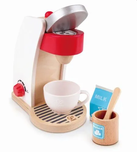Kaffeemaschine Set aus Holz - 6-teilig - mit Tasse und Zubehör