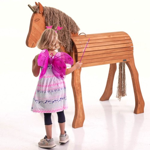 Einhorn Holzpferd mit Elfe Fee