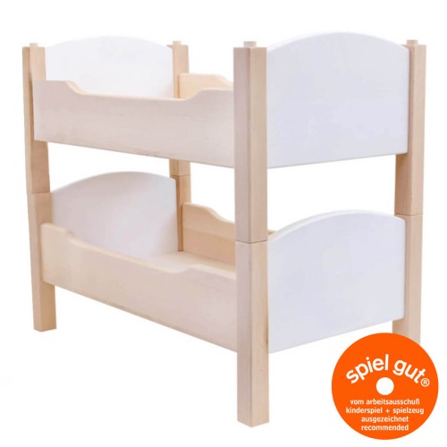 Puppenhochbett weiß aus Buche Vollholz