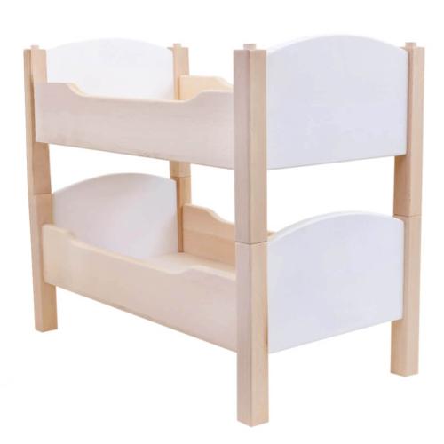 Puppenhochbett weiß aus Buche Vollholz