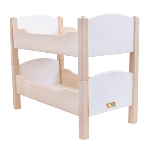Puppenhochbett weiß aus Buche Vollholz