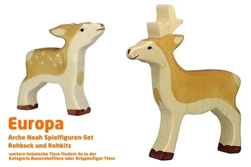 Rehbock und Rehkitz | Europa 1 Tier-Paket | Arche Spielfiguren | Holztiger