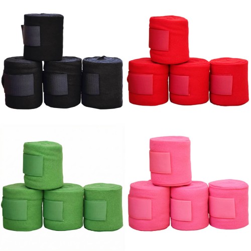 Fleece Bandagen 4er Set - In den Farben schwarz, rot, grün, rosa - Für Holzpferde
