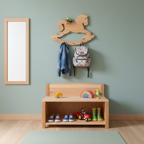 Garderobe Schaukelpferd mit Sitzbank
