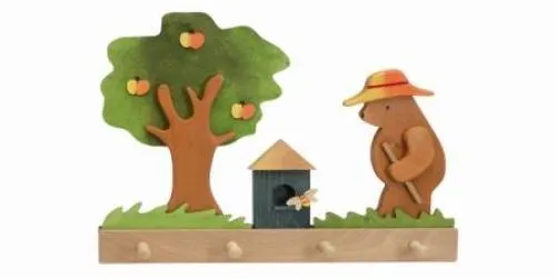 Garderobe Kinder Teddybär Ostheimer – für Kindergarten – pädagogisch wertvolles Holzspielzeug – ökologisch und gesundes Kinder-Spielzeug
