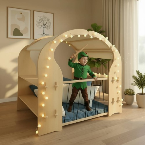 Preview: Holz-Gefängnis Spielzeug im Robin-Hood-Rollenspiel – Kind erlebt Abenteuer und trainiert Vorstellungskraft im Kinderzimmer