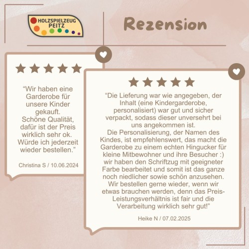 Was unsere Kunden zur Kindergarderobe groß sagen