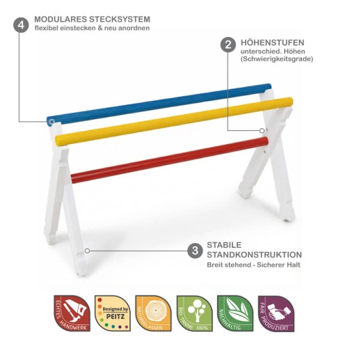 Preview: Kinder Hindernis Hürde aus Holz – stabile Konstruktion, variable Höhen und kindgerechte Verarbeitung
