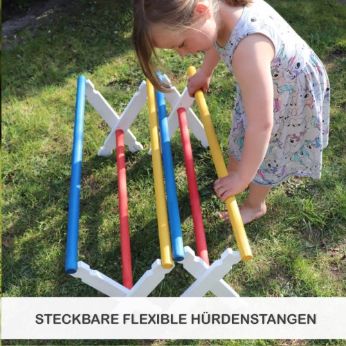 Holz Hindernis Hürde mit losen Stangen – sicheres Spielen durch flexible und kindgerechte Konstruktion