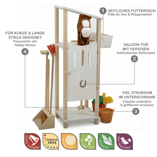 Preview: Hobby Horse Stall mit Saloontür Futterfach und Stauraum im Unterschrank