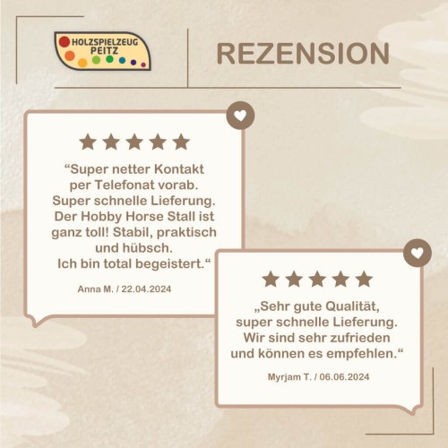 Zufriedene Elternbewertungen zum Hobby Horse Stall – hochwertiger Steckenpferd Stall aus Holz