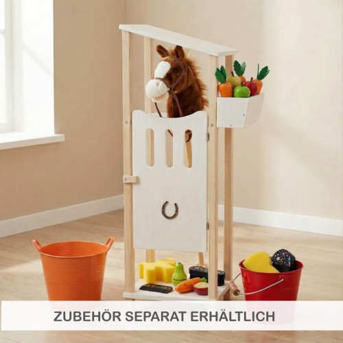 Zubehör für Hobby Horse Stall mit Putzset Futter und Hindernis