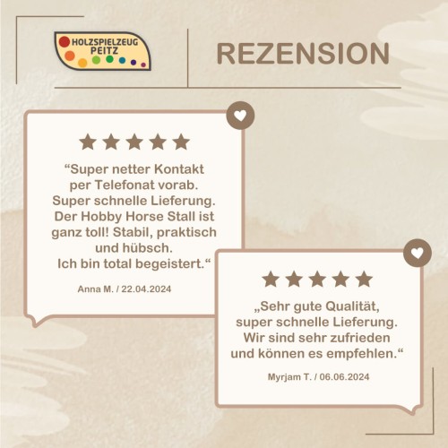 Zufriedene Elternbewertungen zum Hobby Horse Stall STALLO – hochwertiger Steckenpferd Stall aus Holz