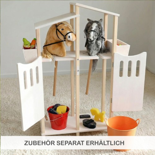Zubehör für Hobby Horse Stall mit Putzset Futter und Hindernis