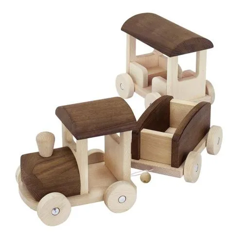 holzeisenbahn-goki braun natur ökologisches Holz-Spielzeug – Bio-Holzspielzeug – Naturholz-Spielzeug