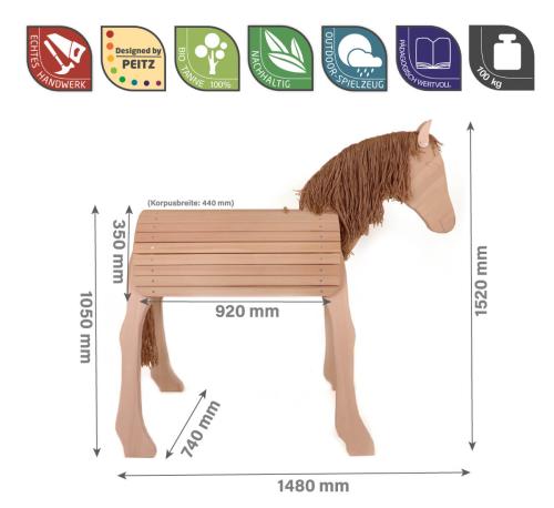 Holzpferd XXL Abmessungen